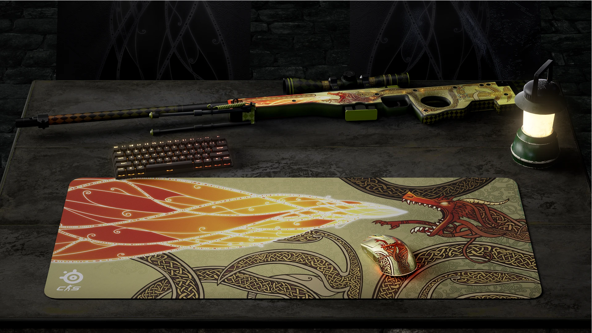 full dragon lore setup which contains mouse and mousepad