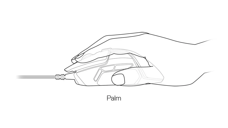 Example palm grip on the Rival 600