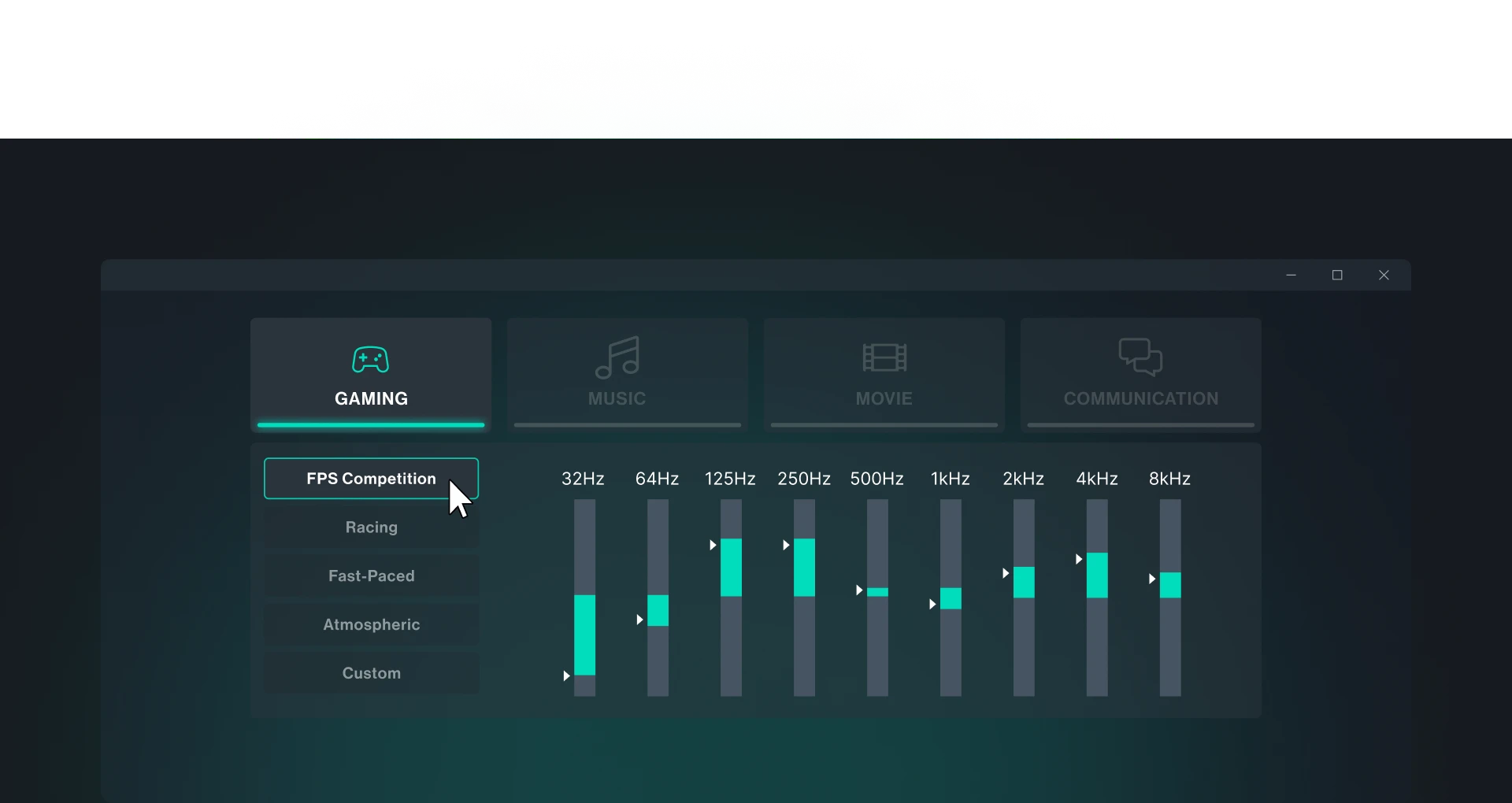 Nahimic Equalizer with different profils
