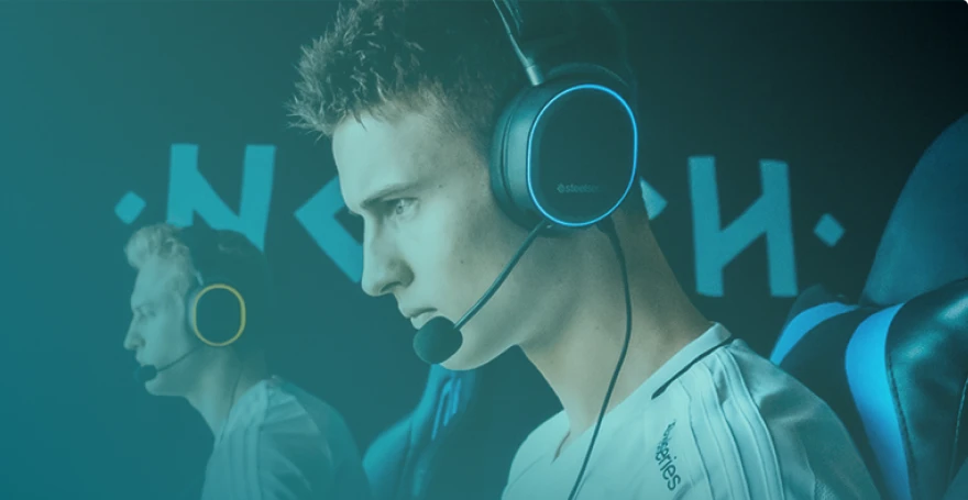 Focused gamer with SteelSeries headset