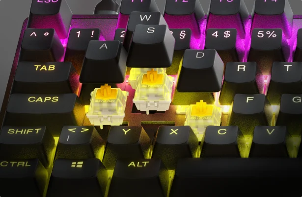 Imagen de cerca del teclado Apex 9