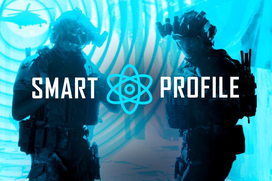 CS2 Characters with smart profile logo and sound waves in background