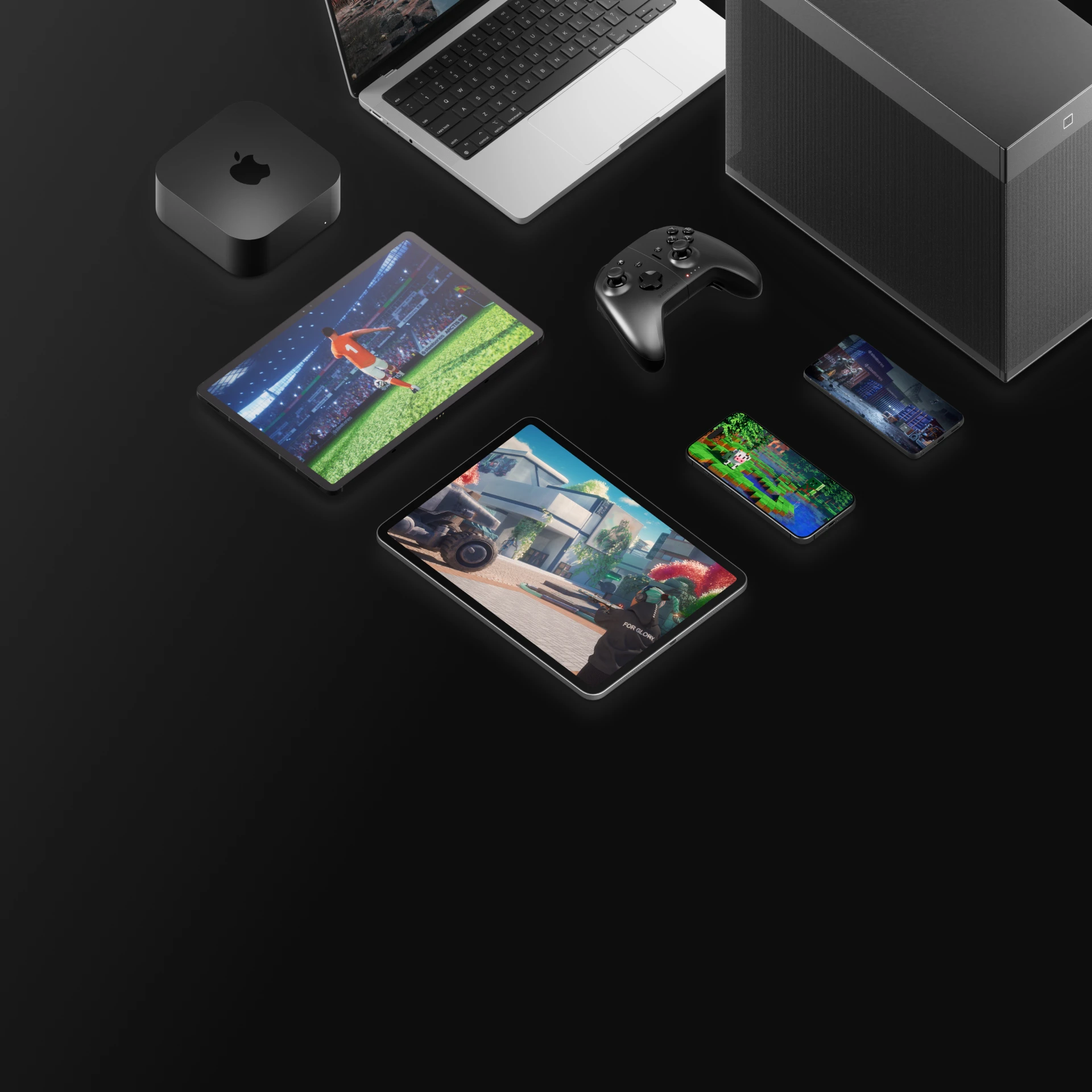ensemble des différents appareils Apple auxquels le contrôleur Nimbus Cloud peut être connecté