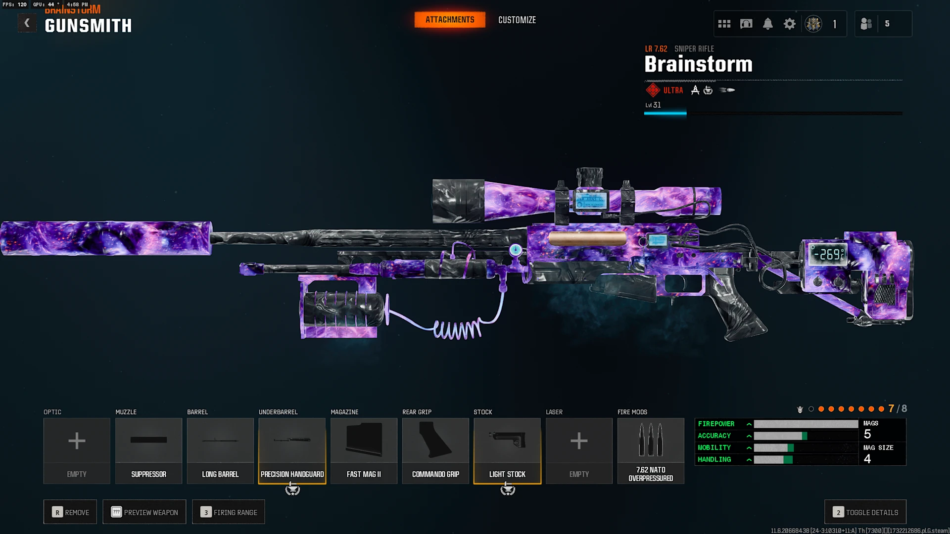 purple glowing gun