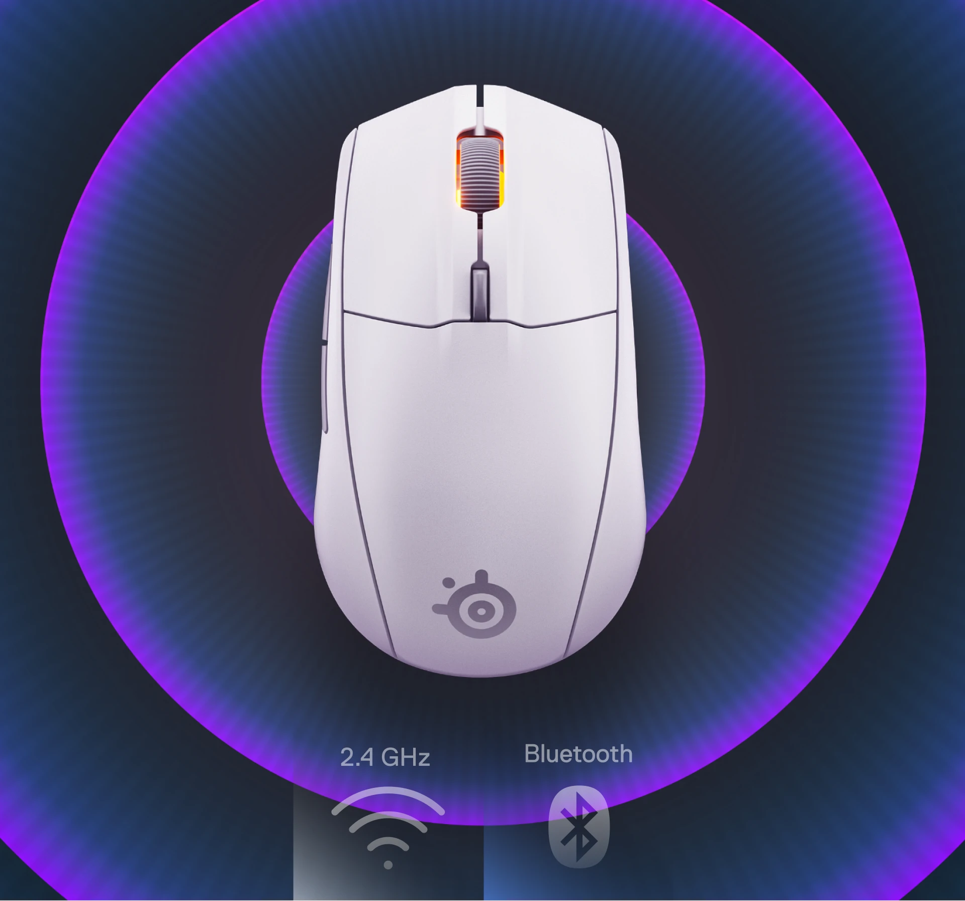 Rival 3 Wireless Gen 2 mouse on an abstract background in purple and blue
