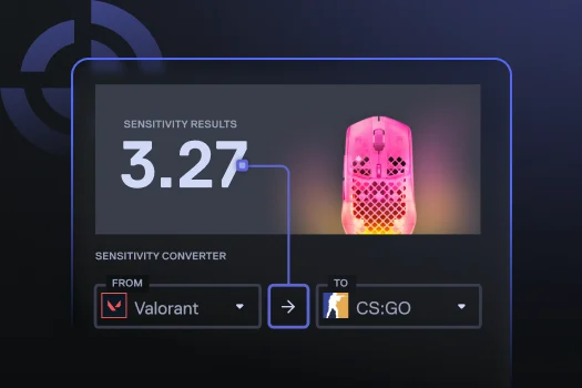 Ein Empfindlichkeitsumrechner in der GG-Software, der einen Wert von 3,27 anzeigt, der von Valorant auf CS:GO umgerechnet wurde.