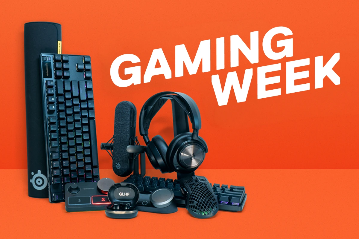 An image of assorted SteelSeries gear with text that reads: "GAMING WEEK".