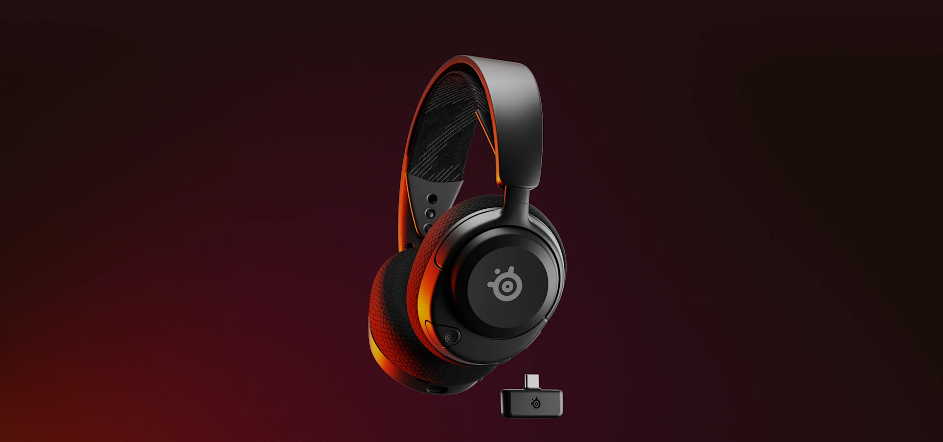 Vue d'un casque Arctis Nova 4 avec dongle USB-C.