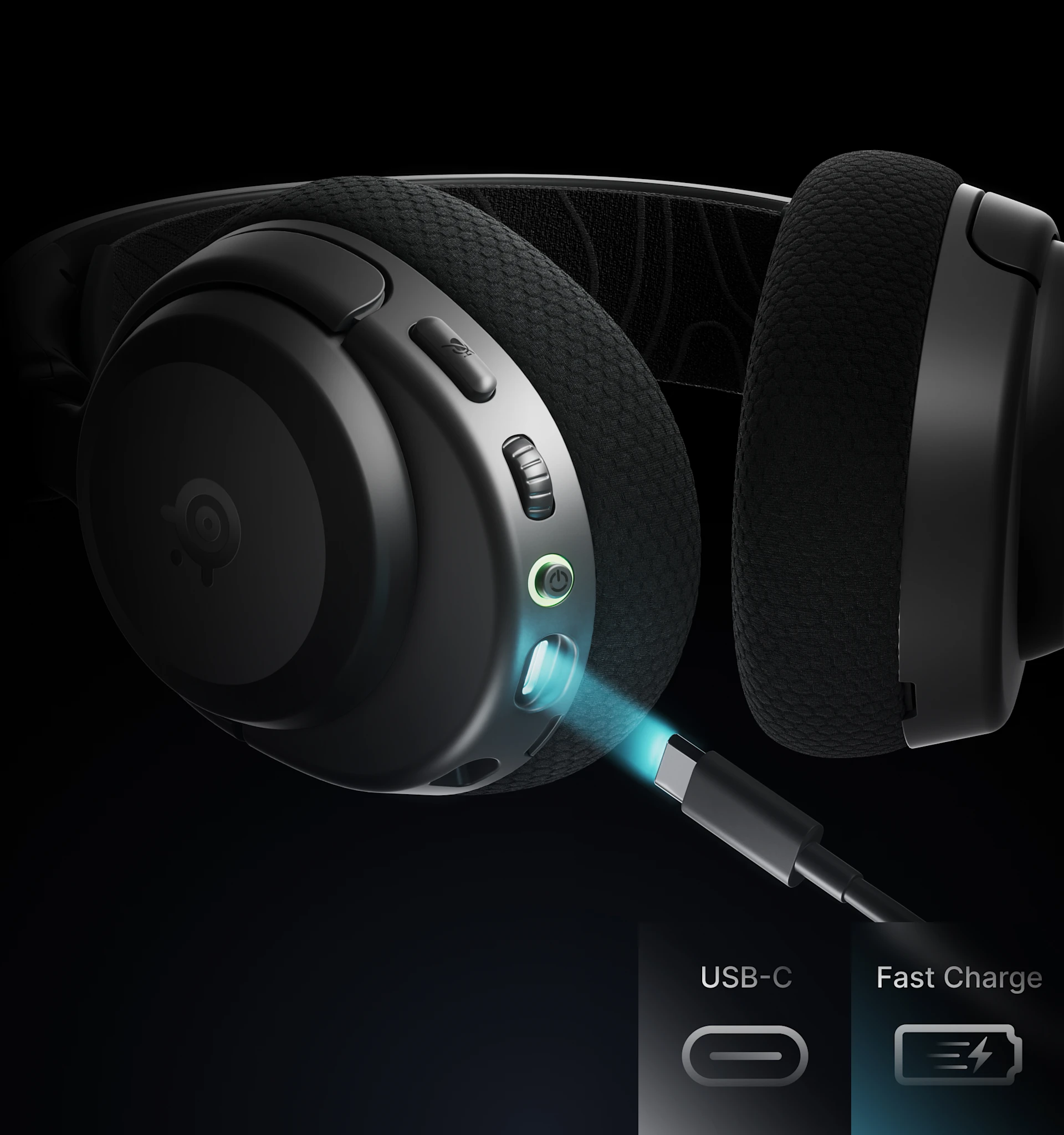 Arctis Nova 3 Wireless on a black background 