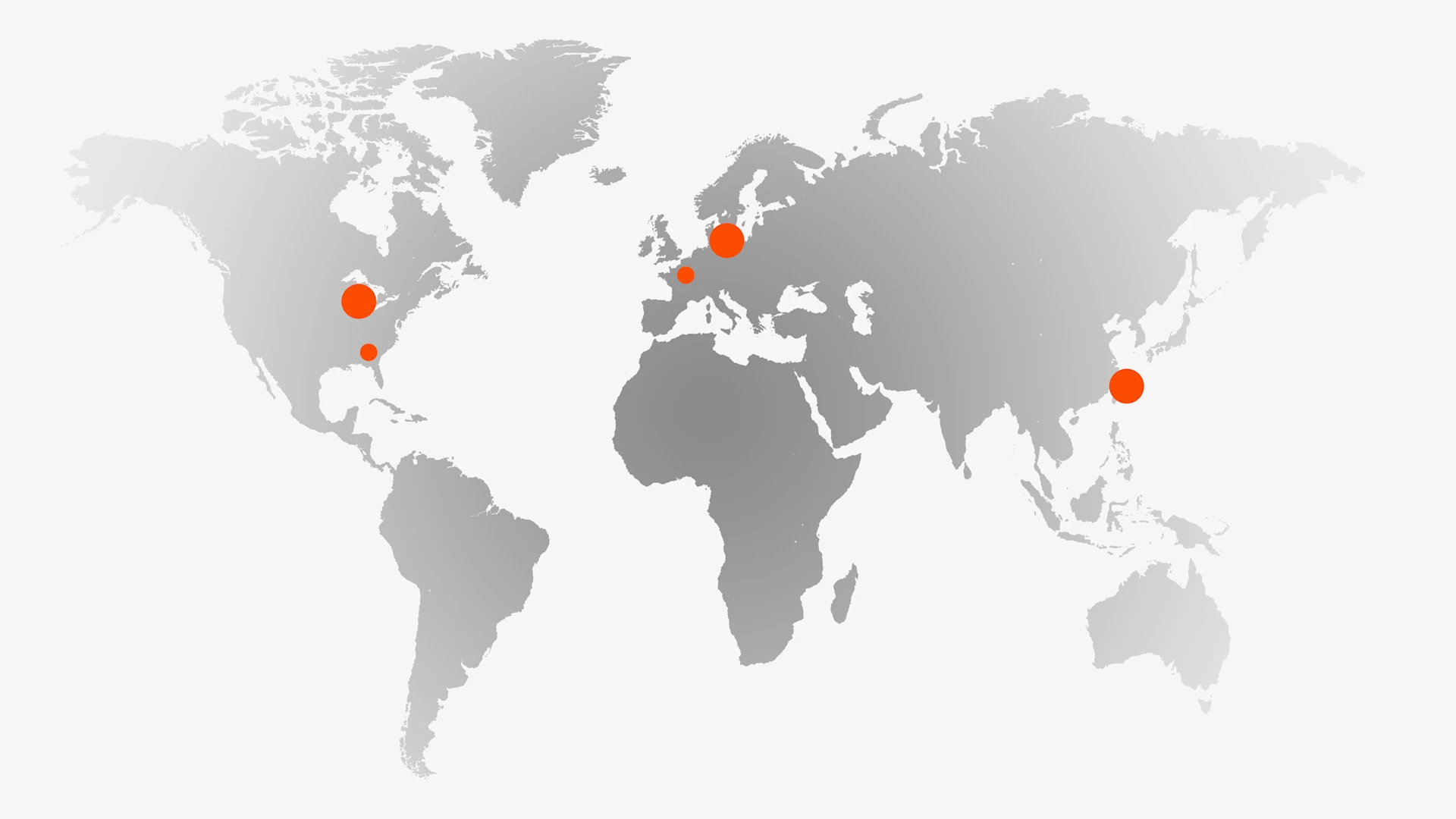 A grayscale world map with orange dots indicating SteelSeries office locations in North America, Europe, and Asia.