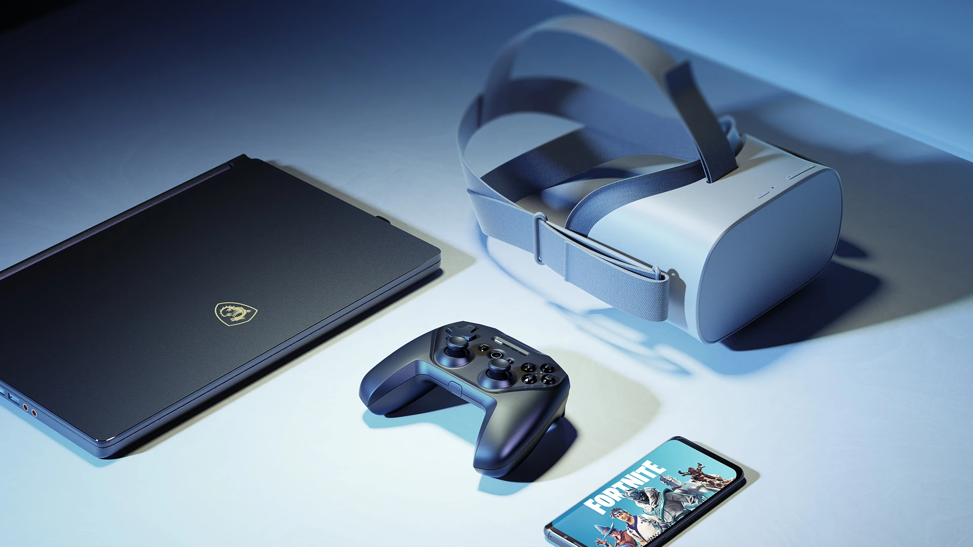 El Stratus Duo va acompañado de un teléfono, un portátil y un Oculus Go.