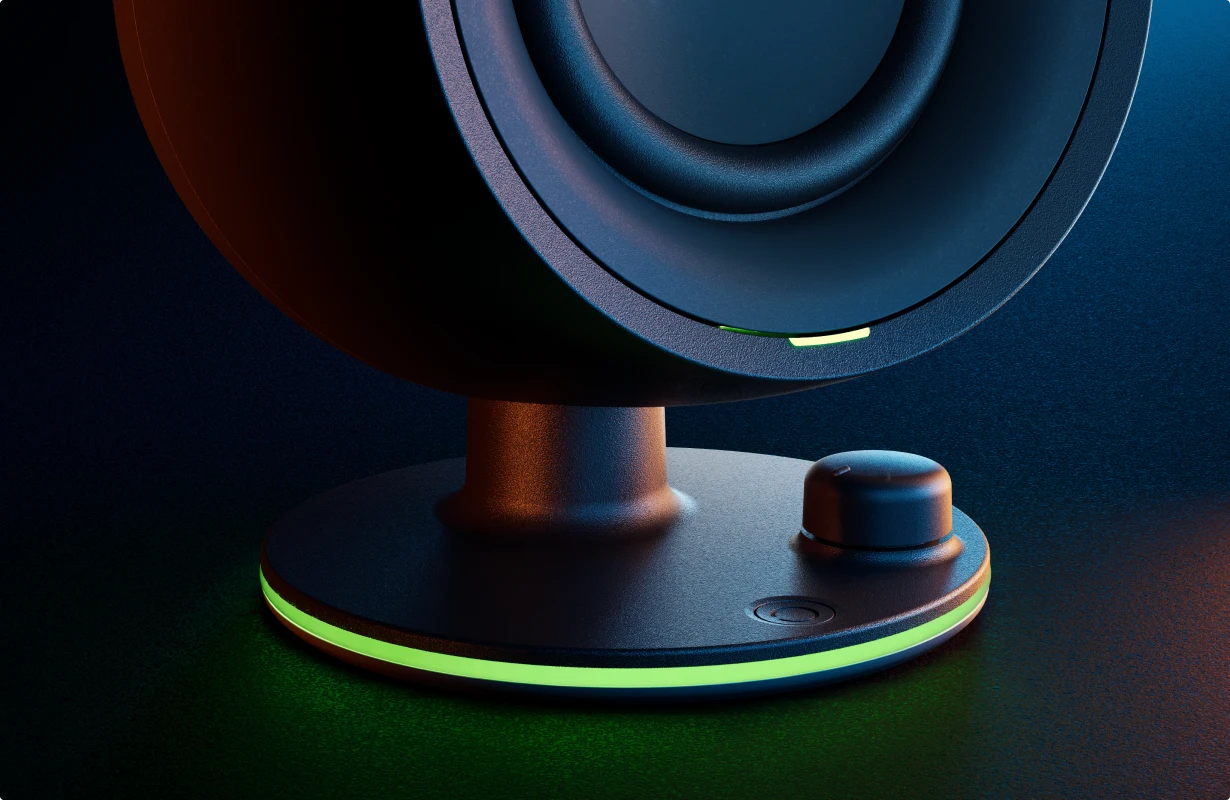 soporte de altavoz que se ilumina en verde.