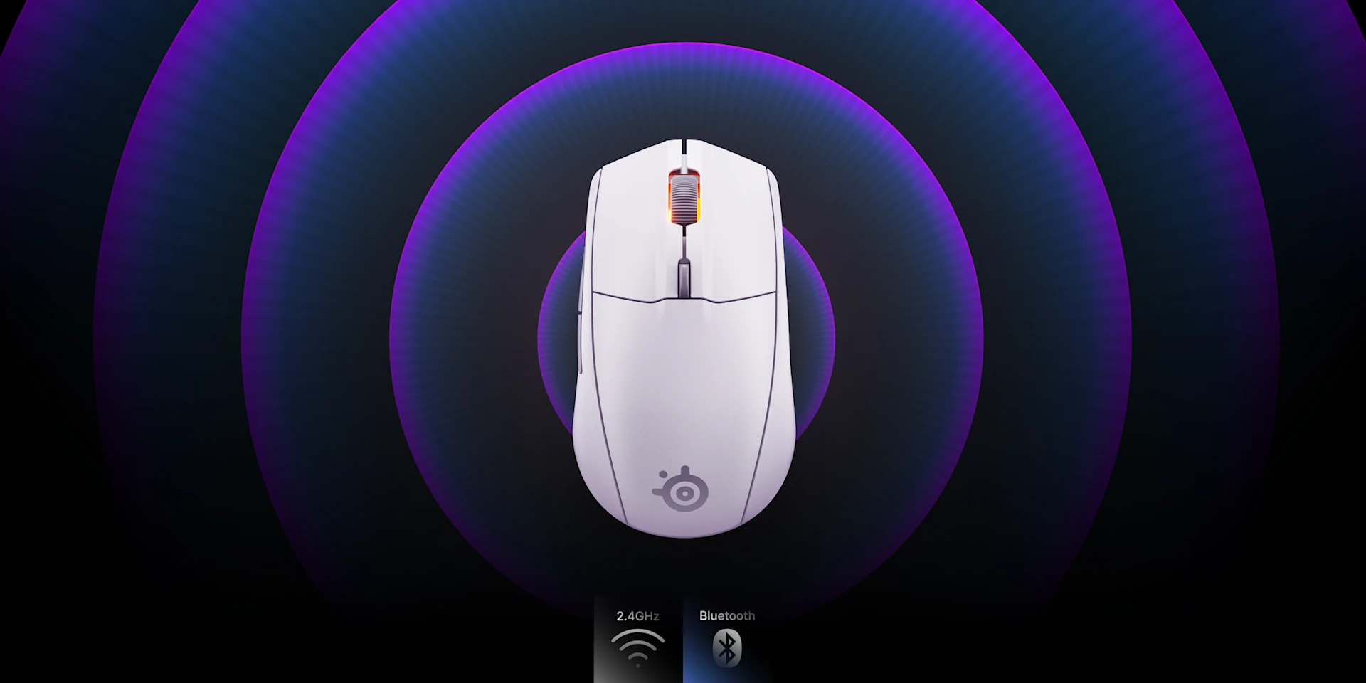 Rival 3 Wireless Gen 2 mouse on an abstract background in purple and blue