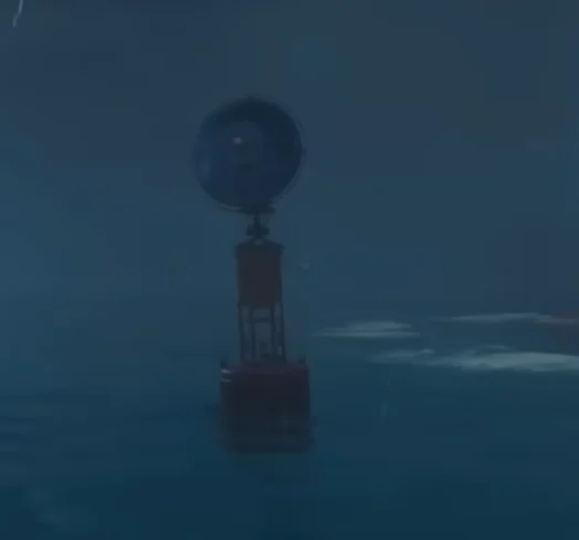 A water satellite floating in the ocean.