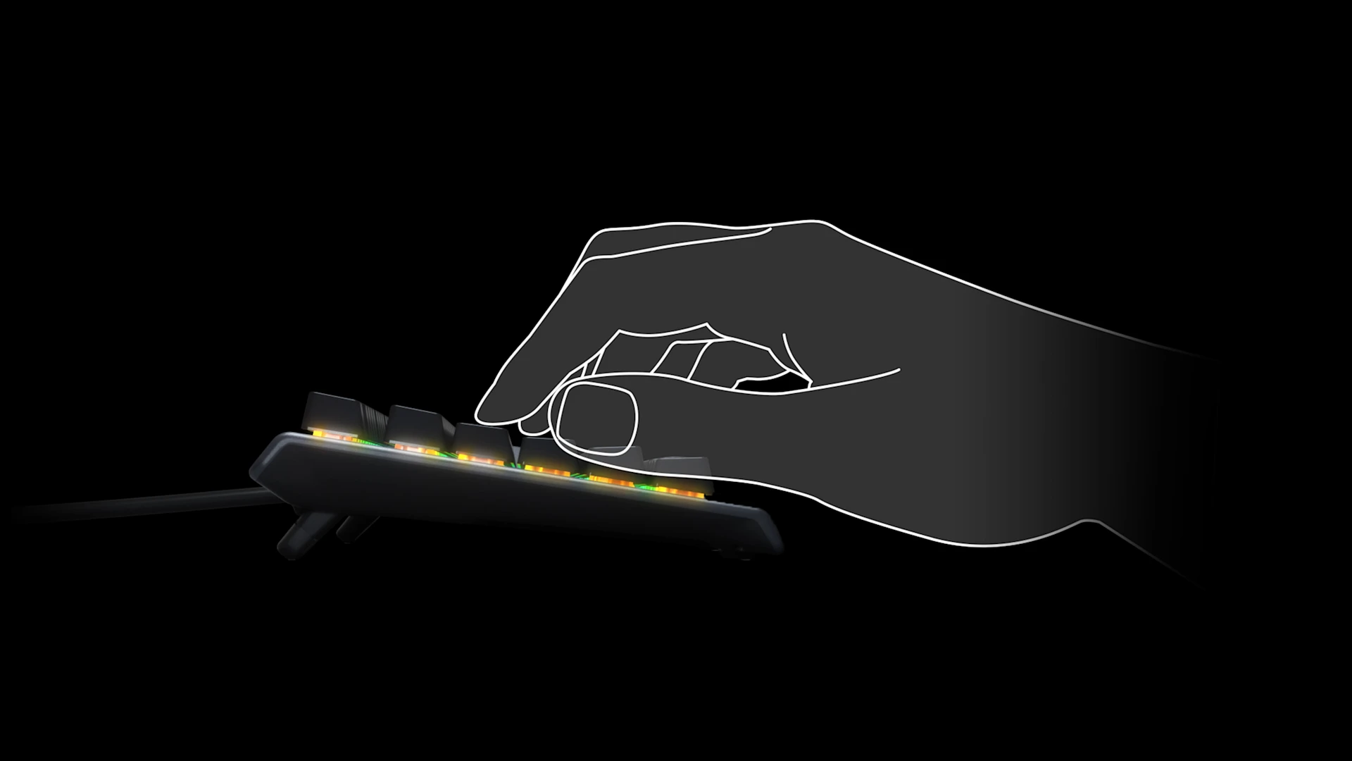 Animierte Hand mit Tastatur