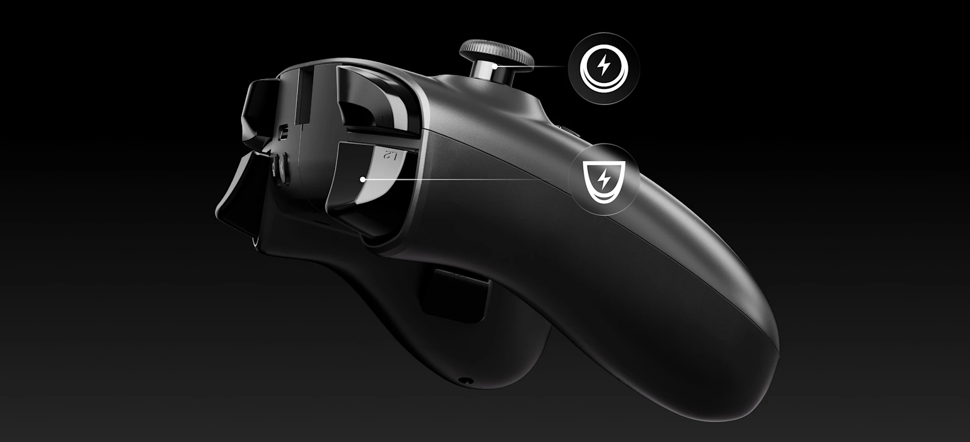view of the buttons on the back of the Nimbus Cloud controller