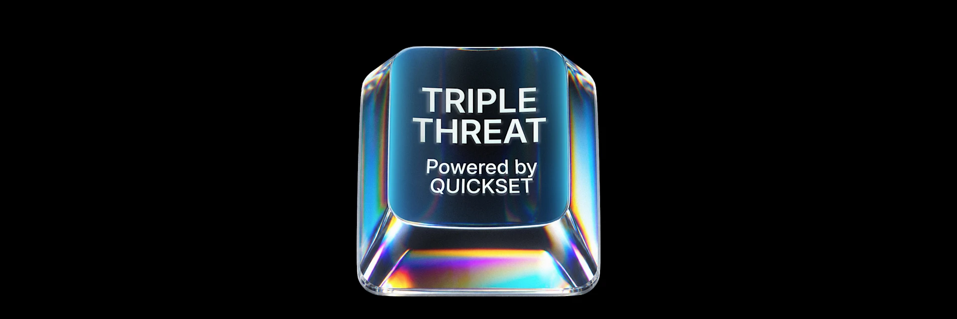 Tecla del teclado para juegos SteelSeries Apex Pro TKL Gen 3 con el texto «Triple Threat Powered by Quickset».