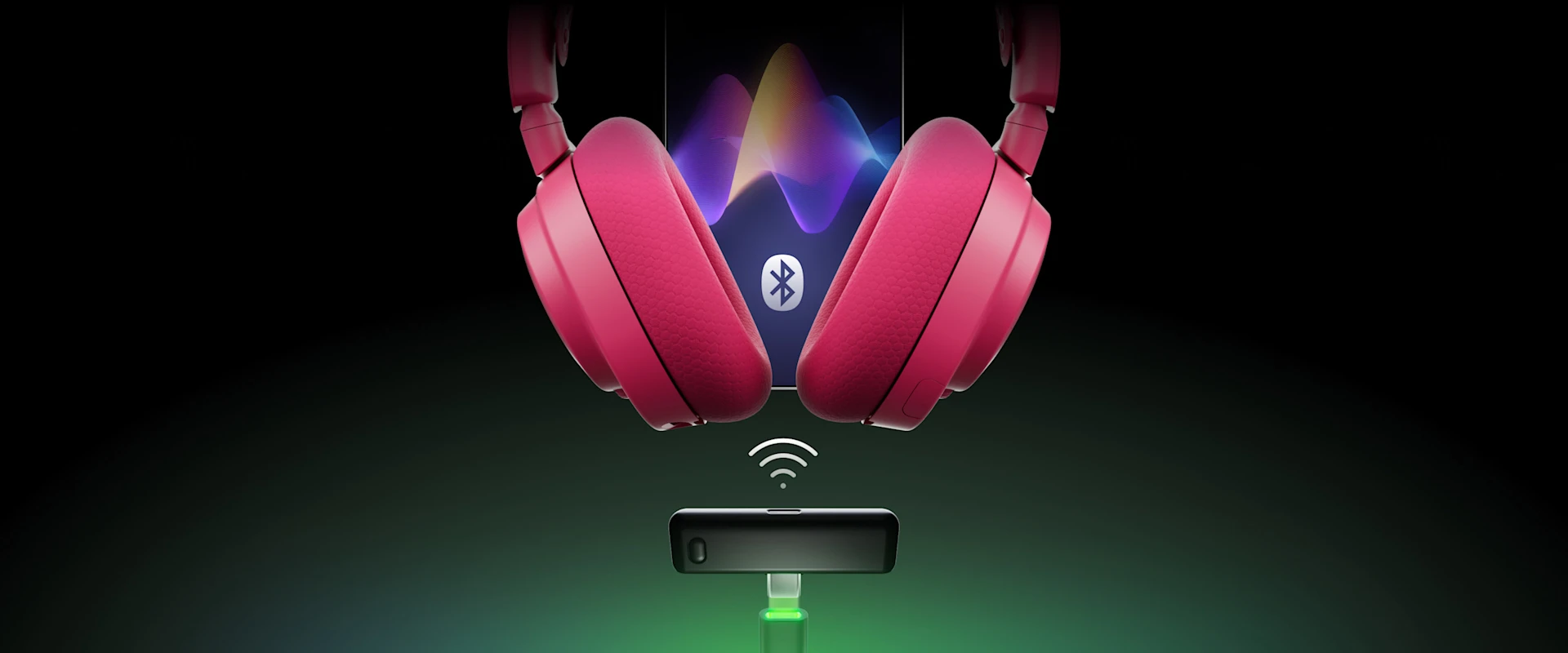 magenta arctis nova 7 gen 2 bir dongle üzerinde süpürme