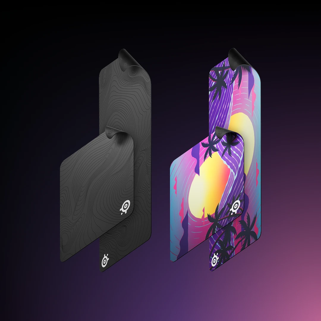 qck designs, topographic and neon sunset model