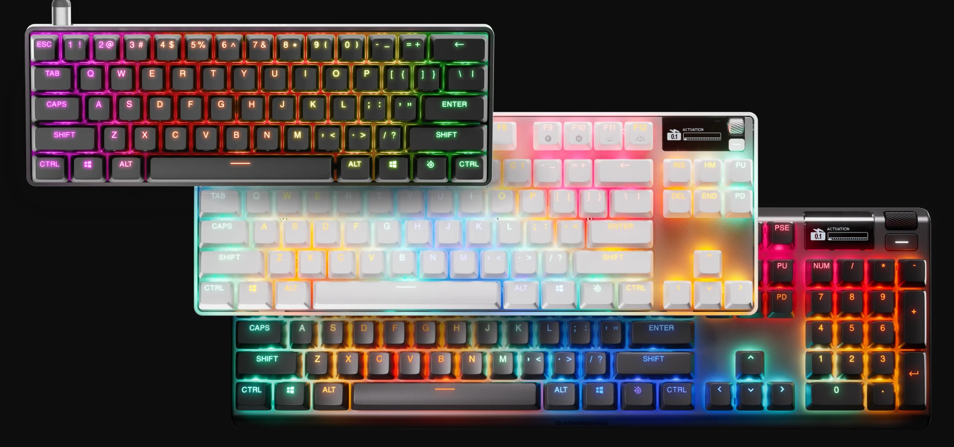 three optional keyboards;different sizes