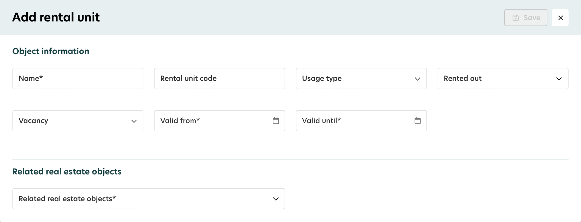 Add Rental unit directly