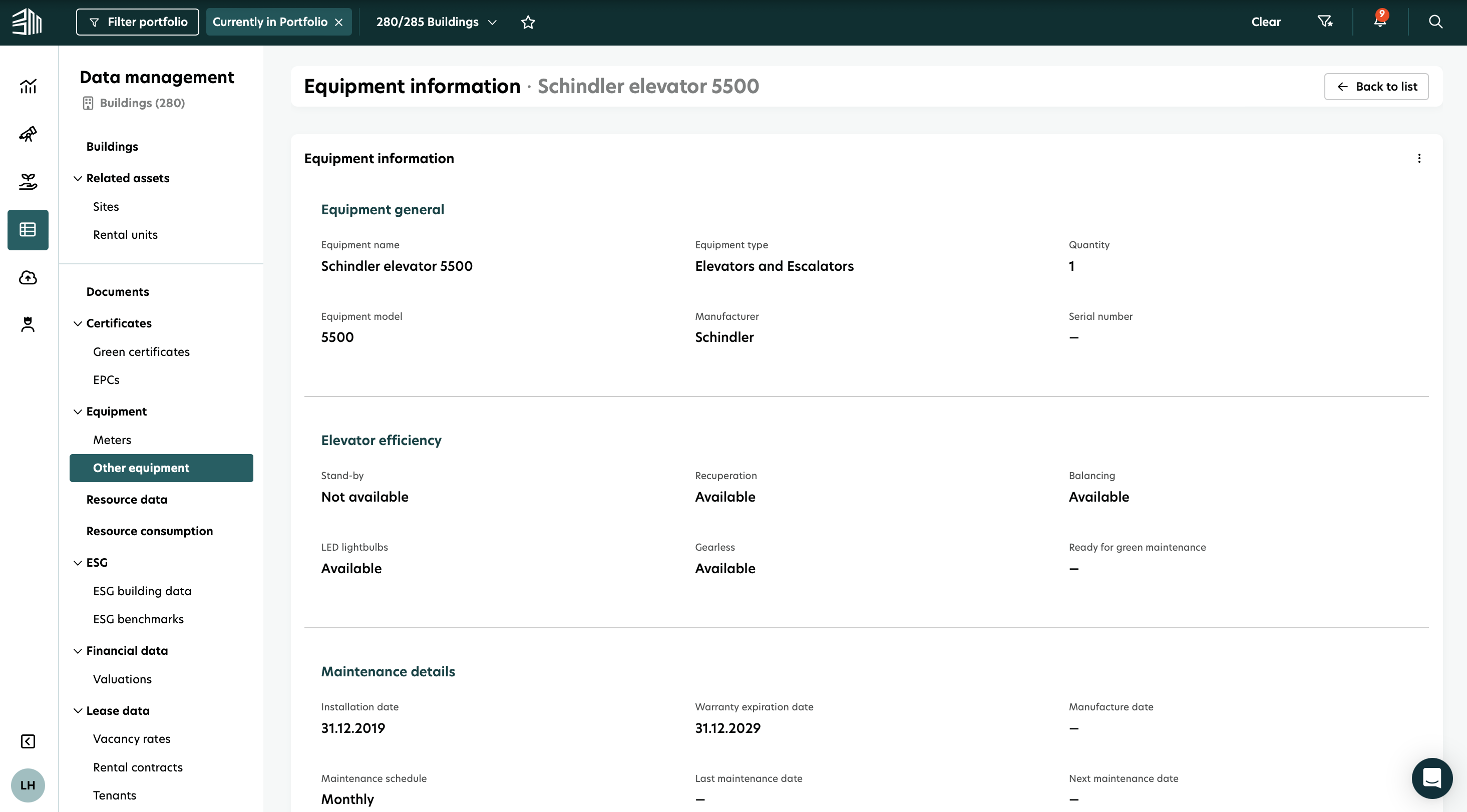 Equipment information