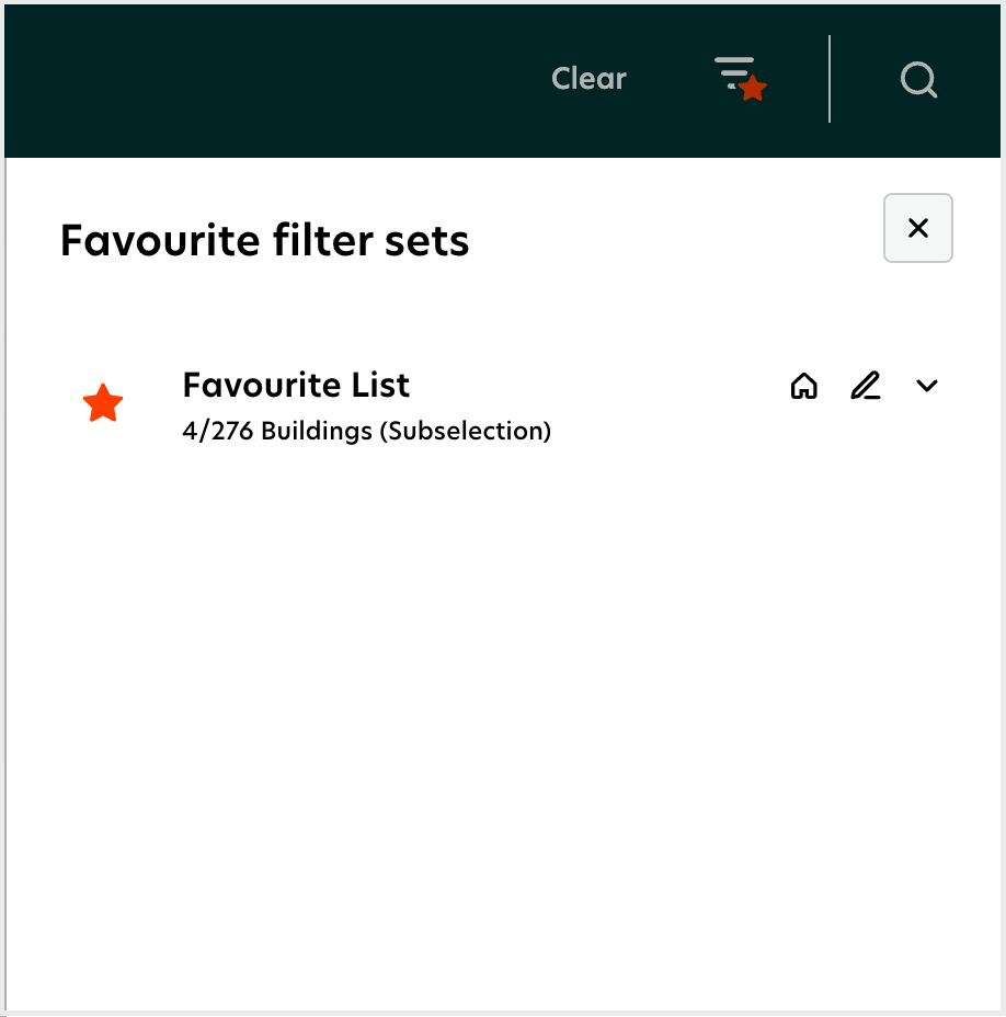 New design | General - Favourite filter sets