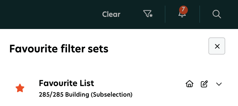 New design | General - Favourite filter sets