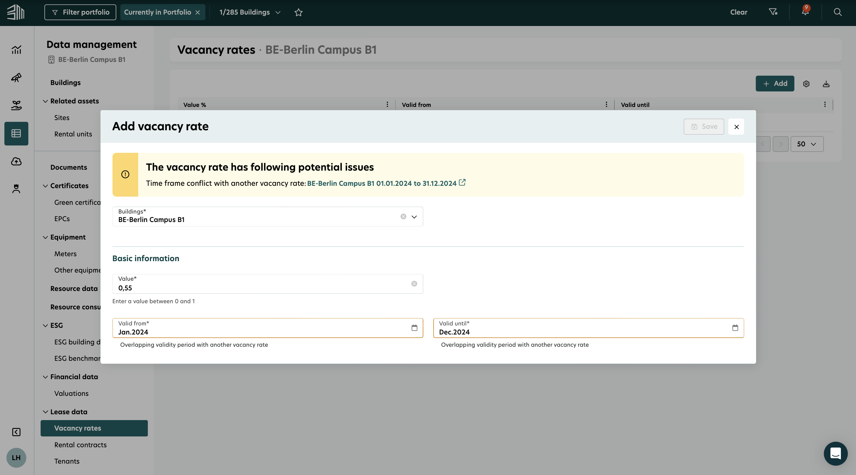 Prevent overlapping vacancy rate
