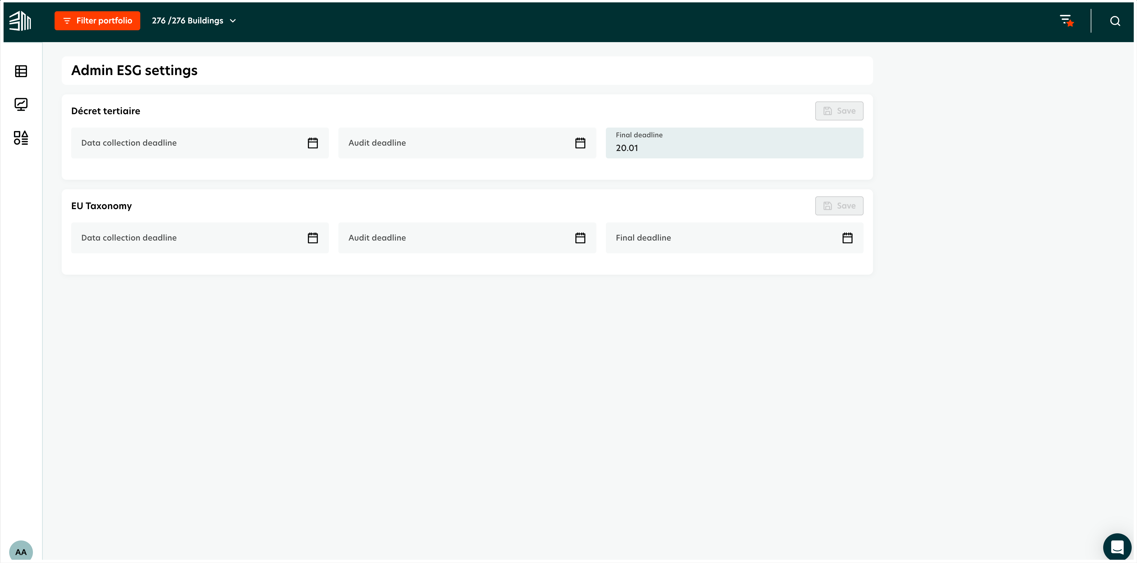 Admin ESG Settings