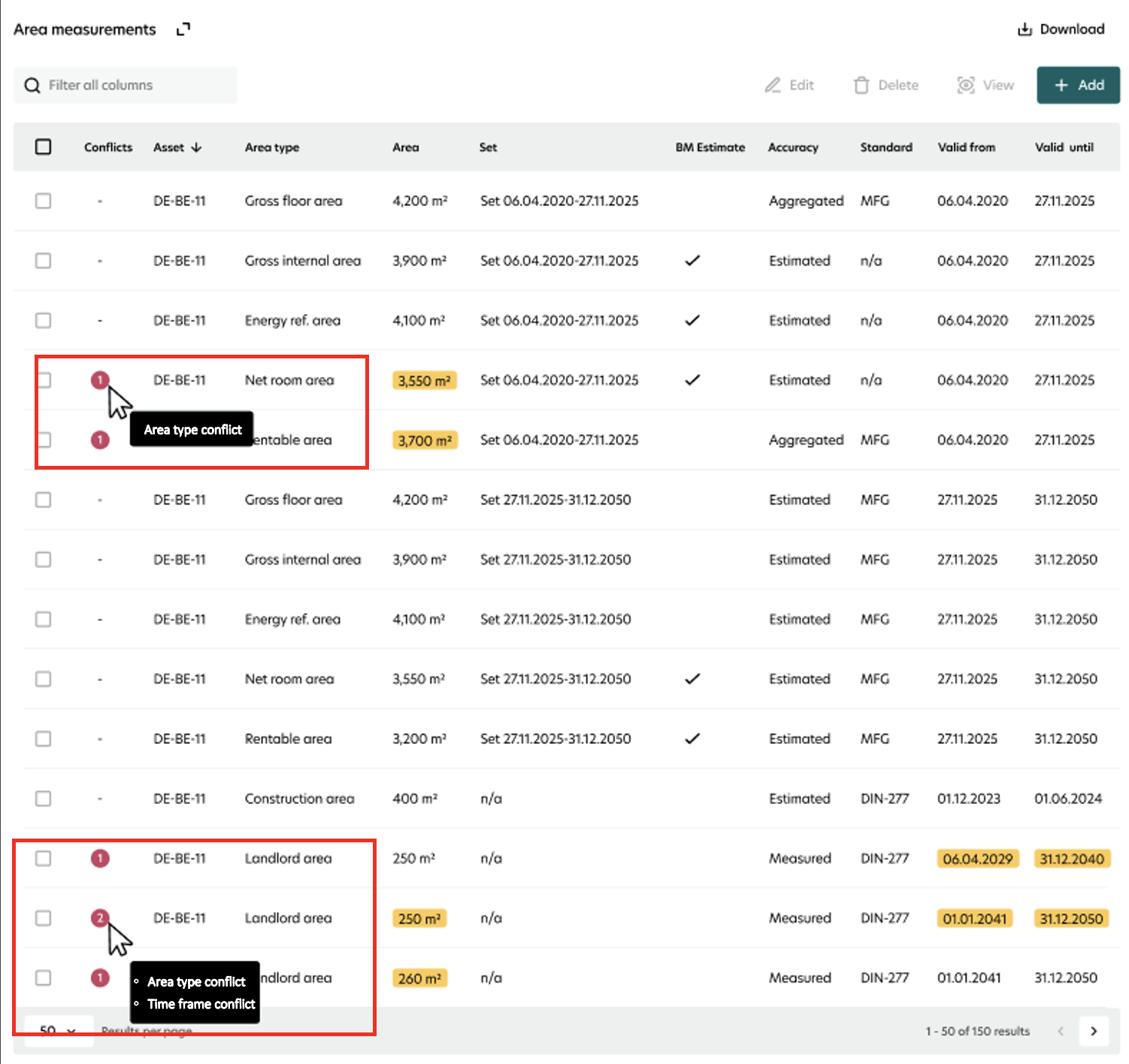 Data plausibility checks in area measurement | BuildingMinds Support Portal