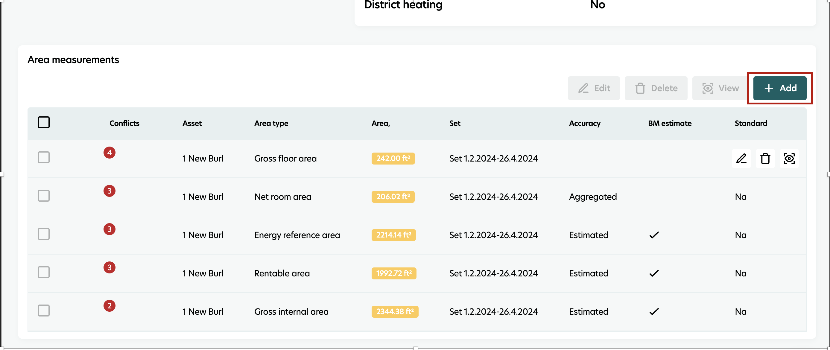 area measurement add proxima 