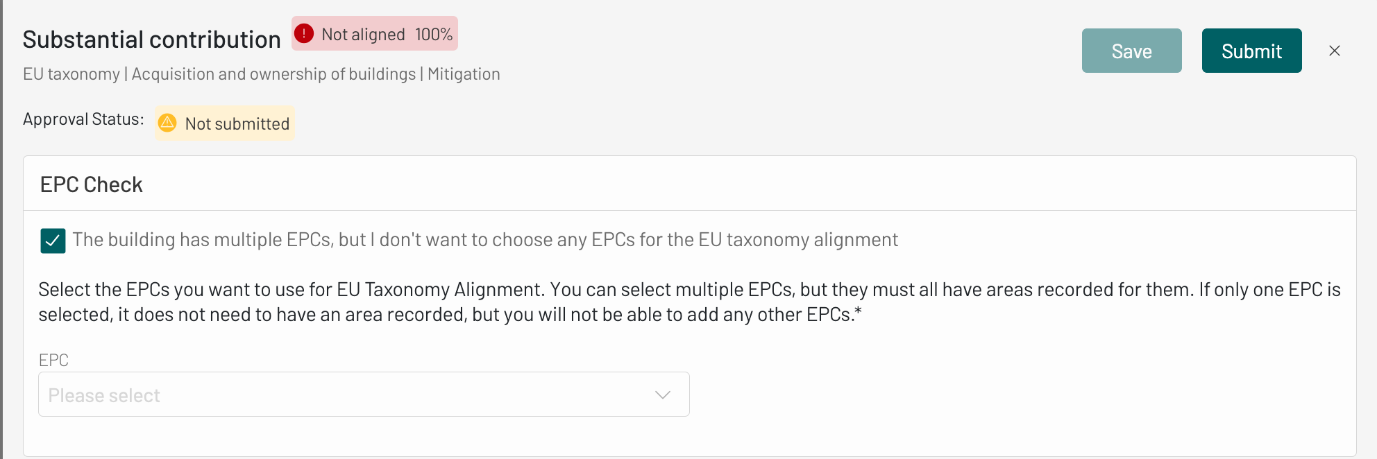 EU Taxonomy Submit Button