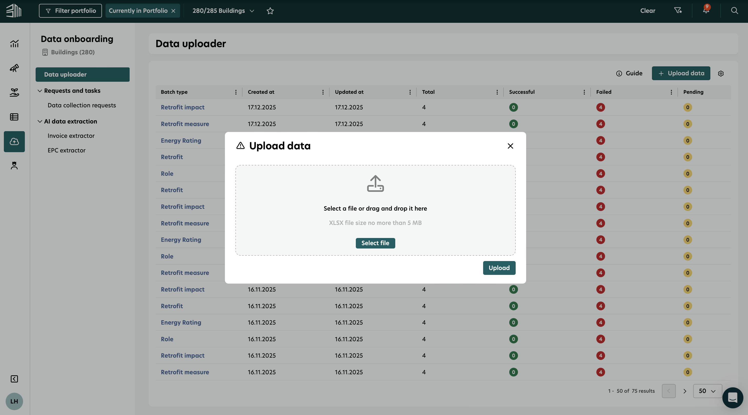 Data uploader - Upload data