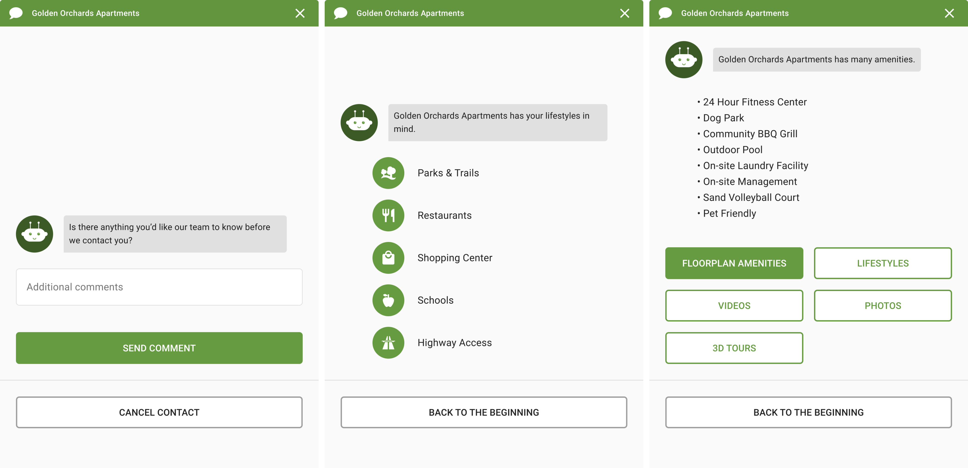 Message templates 02 - Text input, list with image icons, list with bullets