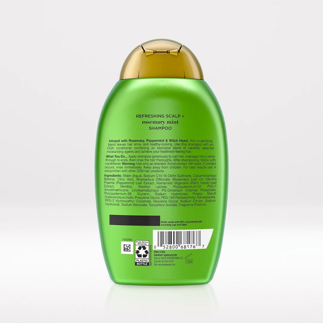 Rosemary Mint Extra Strength Shampoo 13oz Back of Packaging
