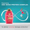 OGX® Bond Protein Repair conditioner coral bottle nonstop damage protection teal background