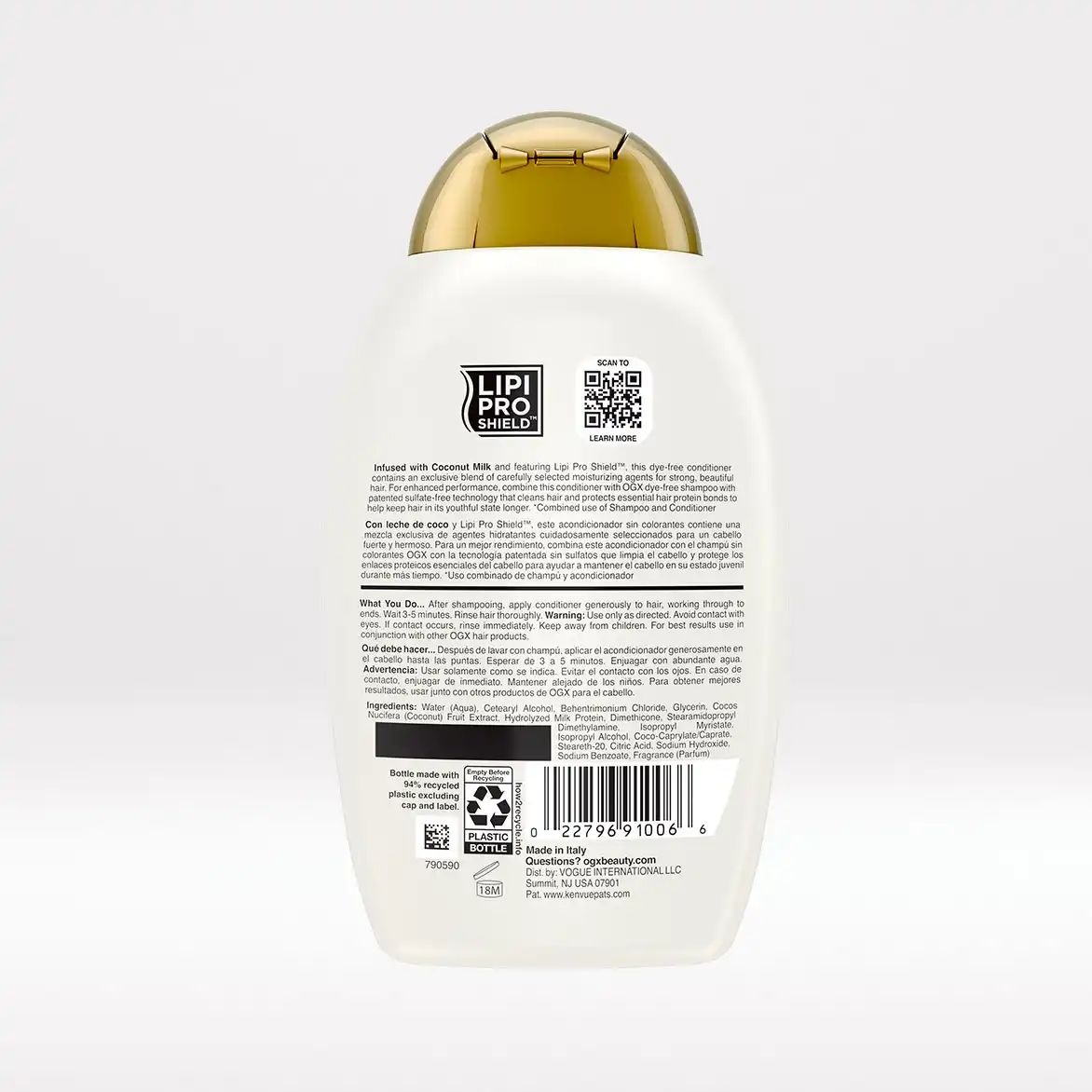 Coconut Milk Conditioner 13oz Back of Packaging