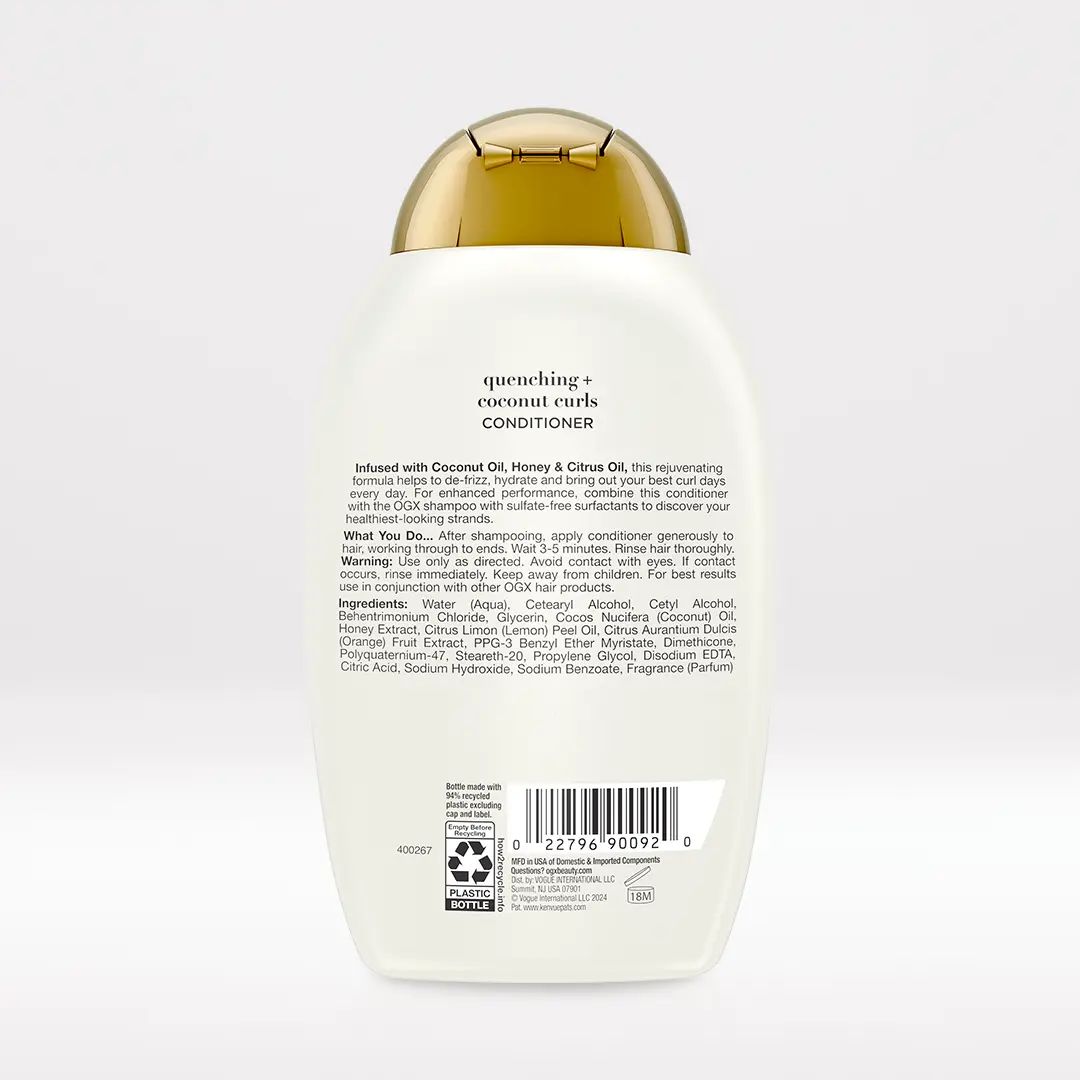 Coconut Curls Conditioner 13oz Back of Packaging