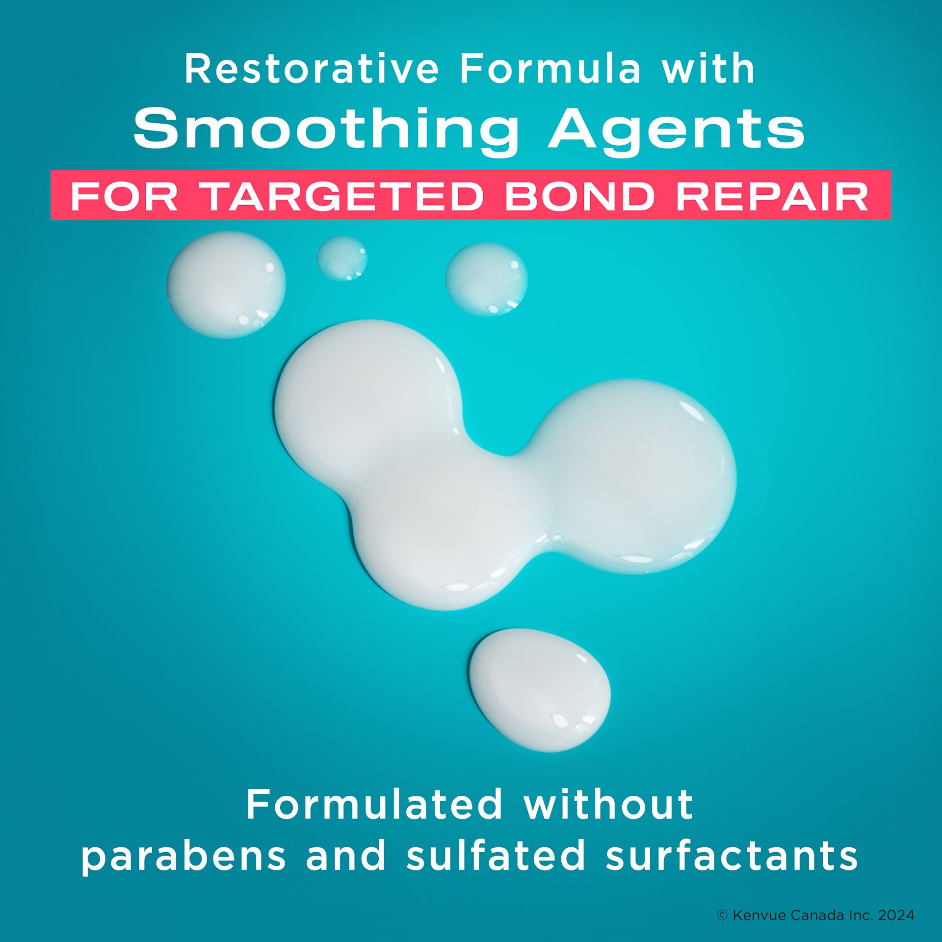 OGX® Bond Protein Repair Pre-shampoo smear on a blue background