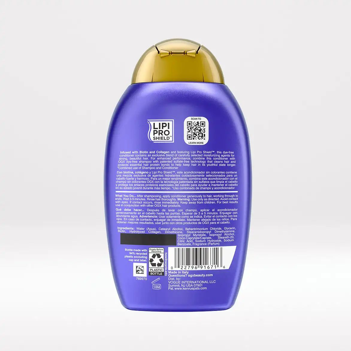 Biotin & Collagen Conditioner 13oz Back of Packaging