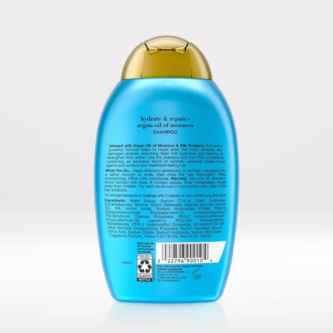 Argan Oil of Morocco Shampoo 13oz Back of Packaging