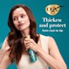 Woman with healthy hair after using ProGrowth + Peptide Serum Mist. Thicken and protect from root to tip