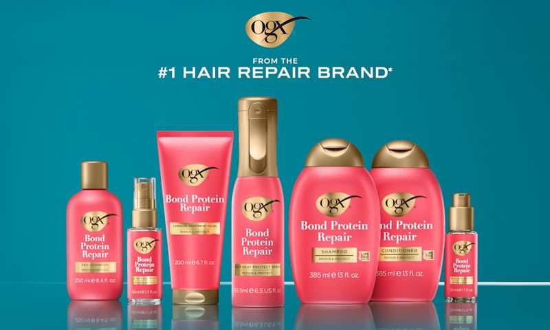Image displaying the OGX® bond protein repair product line