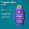 Volumizes hair in 1 wash. Adds volume & body, protects hair lipid & protein barrier, cleases for healthy hair.
