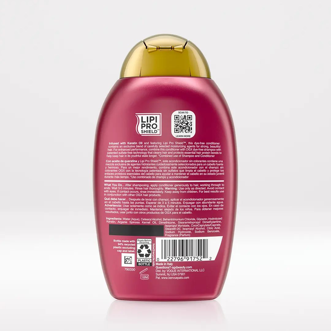 Keratin Oil Conditioner Back of Packaging