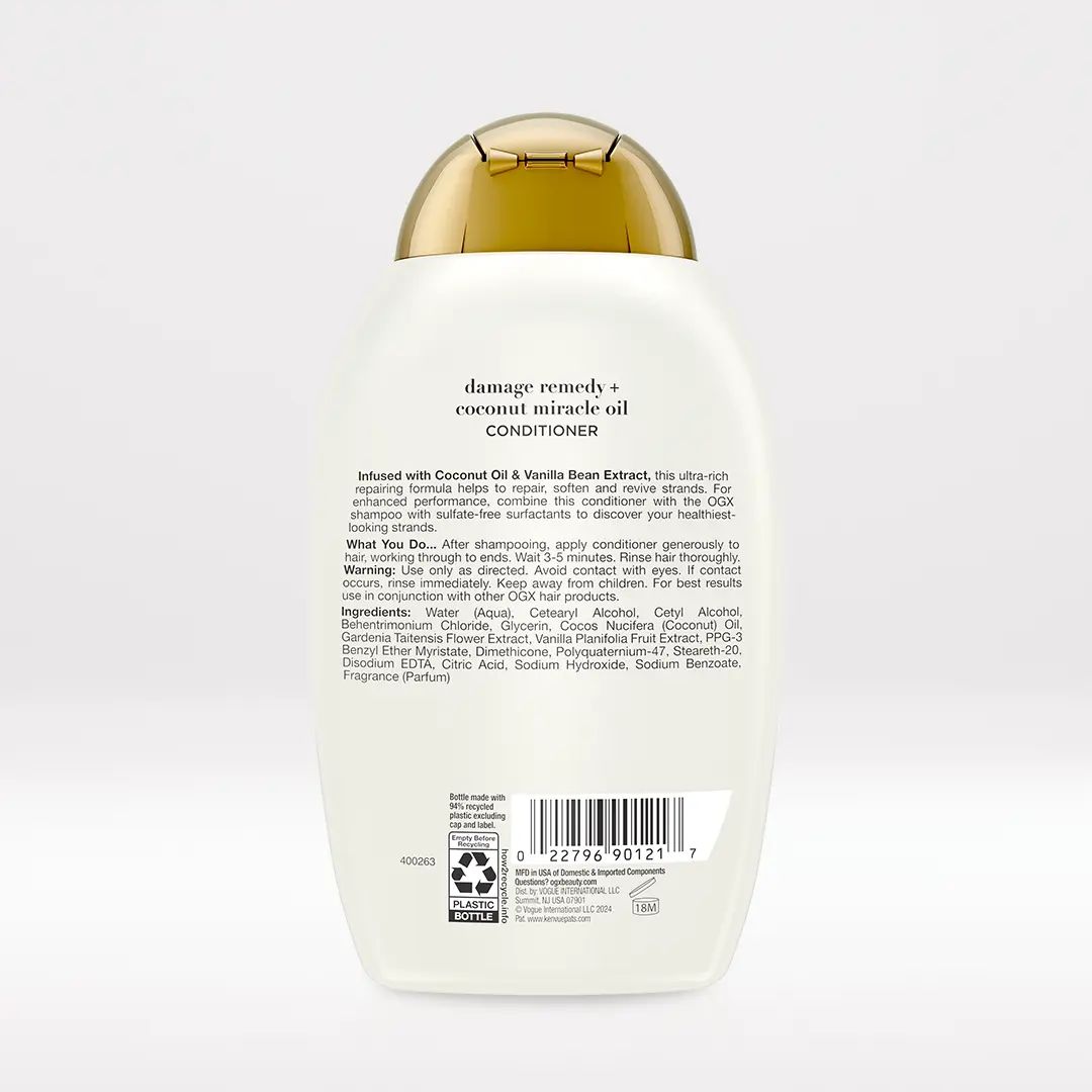 Coconut Miracle Oil Conditioner 13oz Back of Packaging