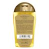 Vue arrière de l’huile pénétrante régénérante + huile d’argan du Maroc OGX®, bouteille de 100 mL