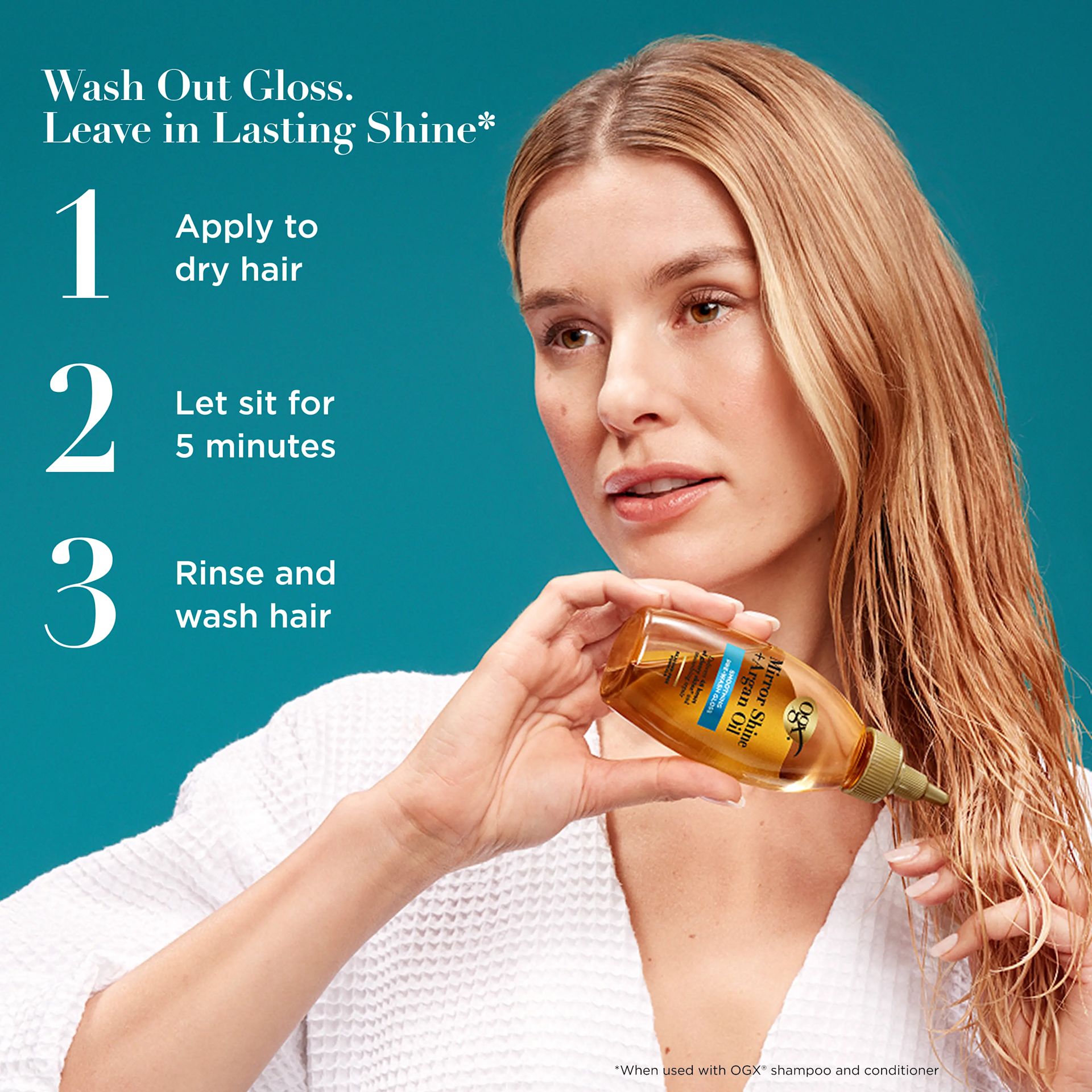 OGX EMEA UK Mirror Shine +Argan Oil Pre-Wash Gloss 118ml SI06
