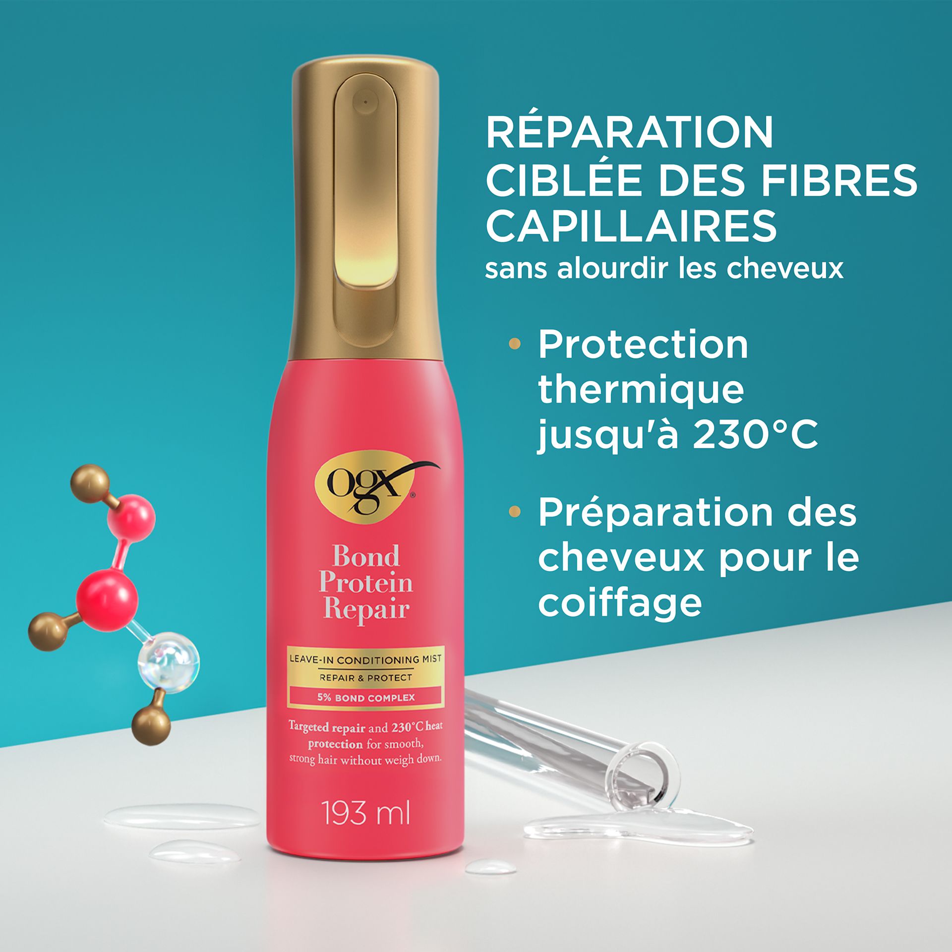 OGX EMEA FR 3574661831435 OGX Bond Protein Heat Protect Spray 193ml SI01 THUMB